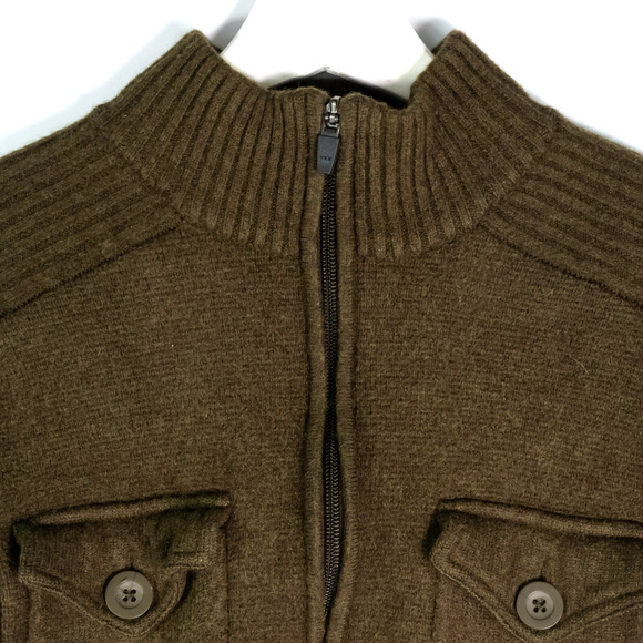 Massif Green Sweater Cardigan Full Zip Up Wool Men's Size S/34 - Picture 5 of 13